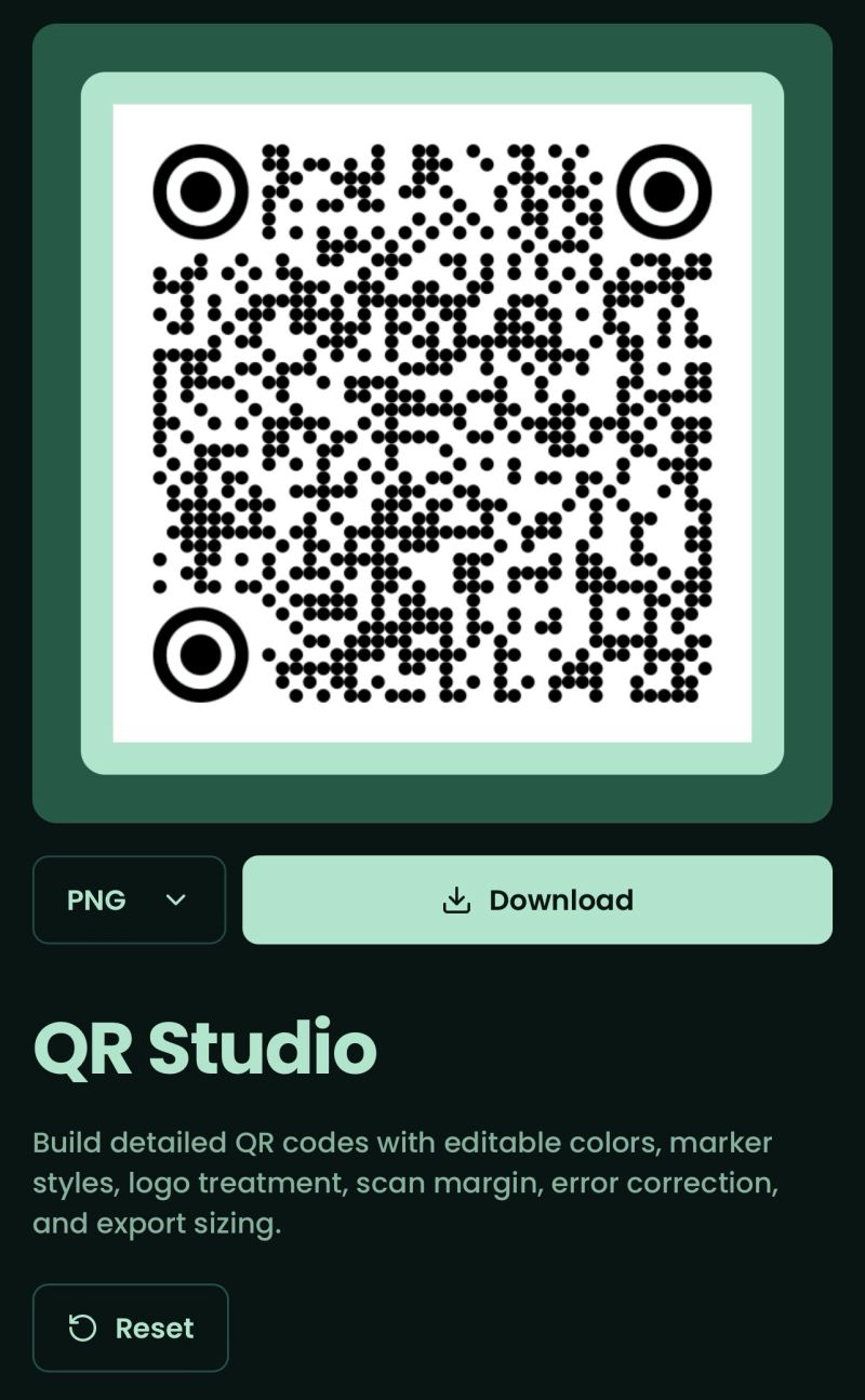 The QR Studio code preview and download interface attached to Jared’s LinkedIn post